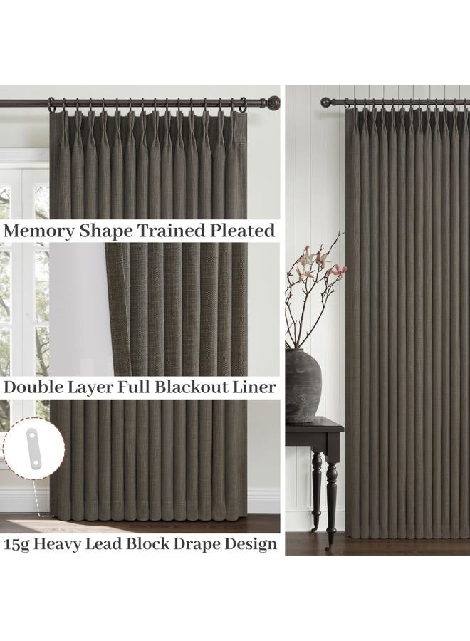 PleatedDrapes Chocolate Tart Pinch Pleated Curtains 2 Panels Set 90 Inches Long for Kids Room, Blackout Memory Trained Double Layer Thick Linen Soundproof Heat Blocking Nursery Coffee Windows Drapes 7-1/2 FT - Image 4
