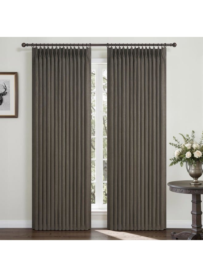 PleatedDrapes Chocolate Tart Pinch Pleated Curtains 2 Panels Set 90 Inches Long for Kids Room, Blackout Memory Trained Double Layer Thick Linen Soundproof Heat Blocking Nursery Coffee Windows Drapes 7-1/2 FT - Image 1