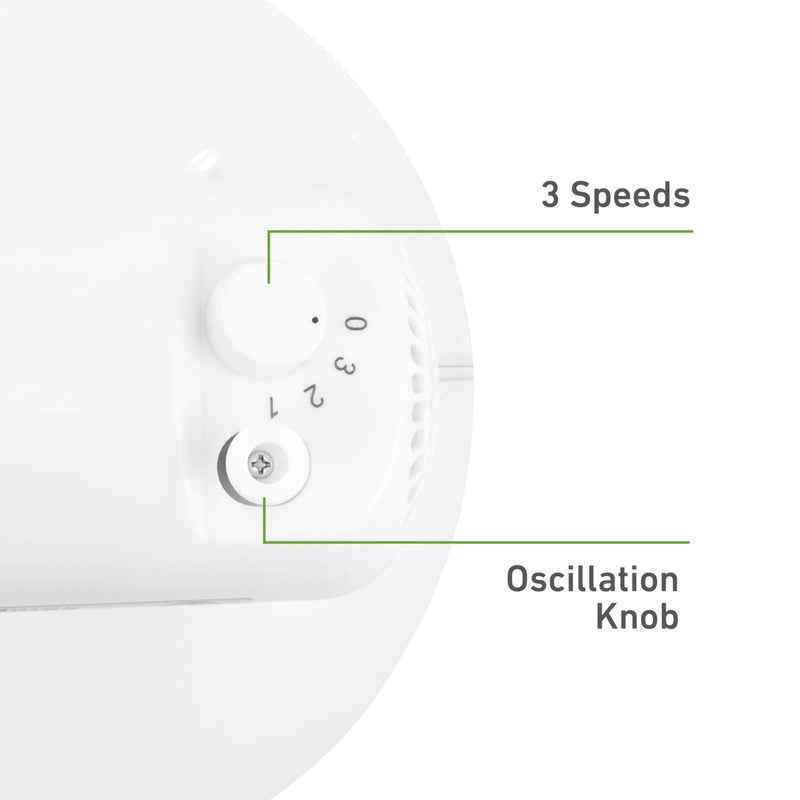 HOLMES 12" Table Fan, 75Â° Oscillation, 3 Speeds, 15Â° Adjustable Head Tilt, Ideal for Home, Bedroom or Office, White - Image 3