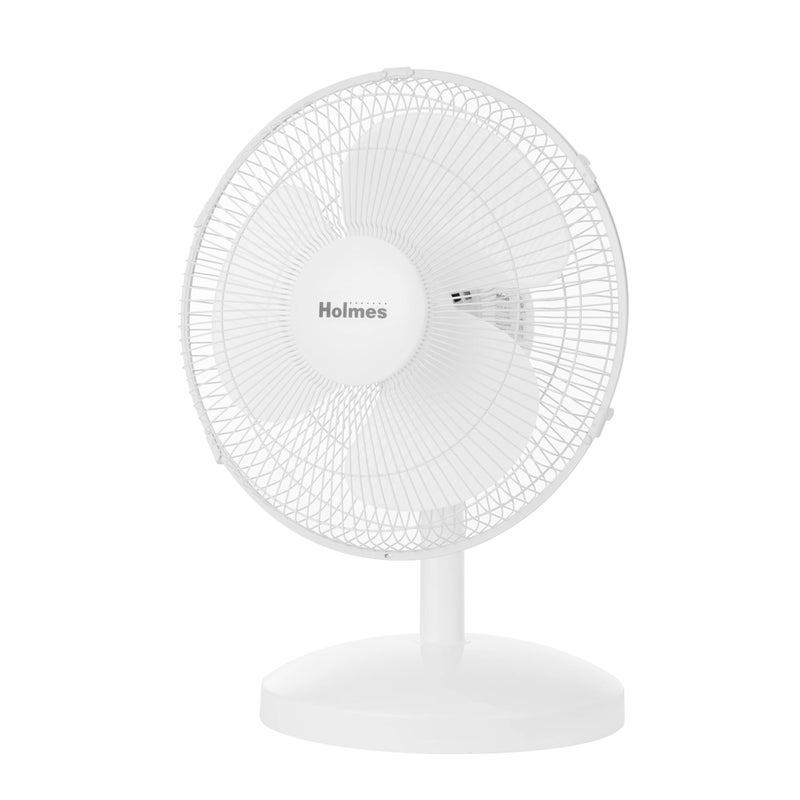 HOLMES 12" Table Fan, 75Â° Oscillation, 3 Speeds, 15Â° Adjustable Head Tilt, Ideal for Home, Bedroom or Office, White - Image 1