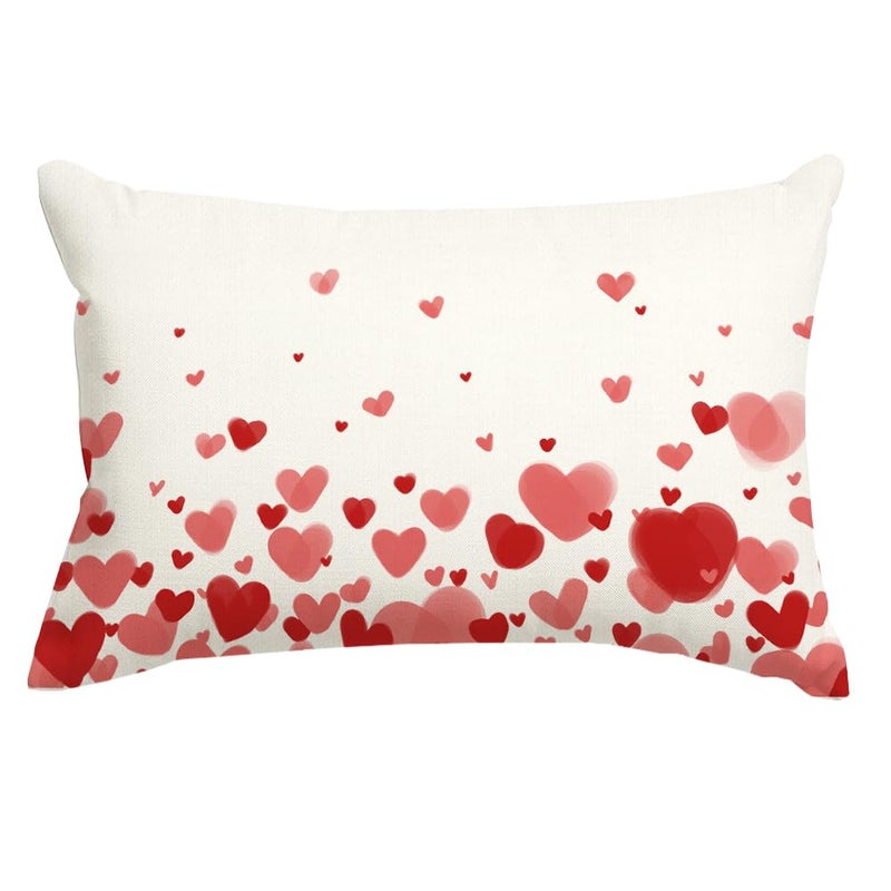RABUSOFA Valentines Day Decor Pillow Covers 12X20 inch Red Love Heart Velvet Throw Pillows Coves,Valentine's Decorations Lumbar Cushion Covers for Home Sofa Couch(4) - Image 1