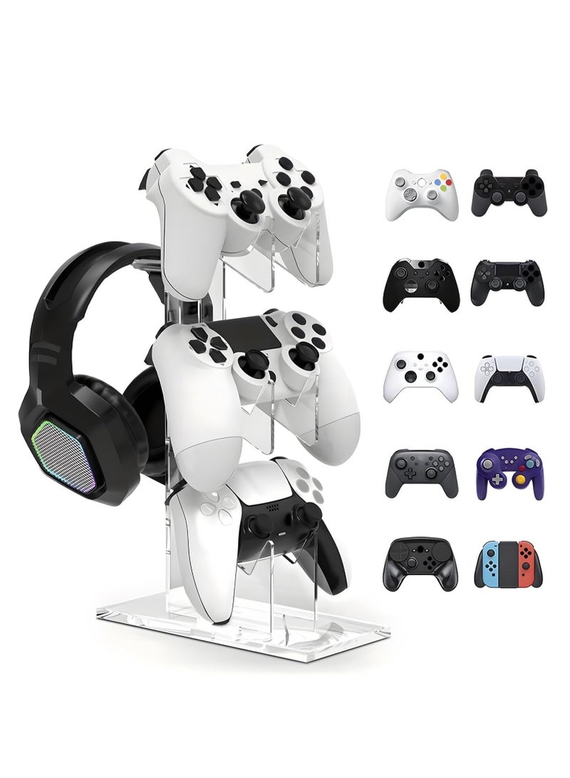 Xkimos 3-Layer Acrylic Universal Game Controller Holder, PS5 Xbox ONE Switch Controller Holder, Game Accessories, Non-slip Stable Acrylic Transparent Headphone Holder - Image 1