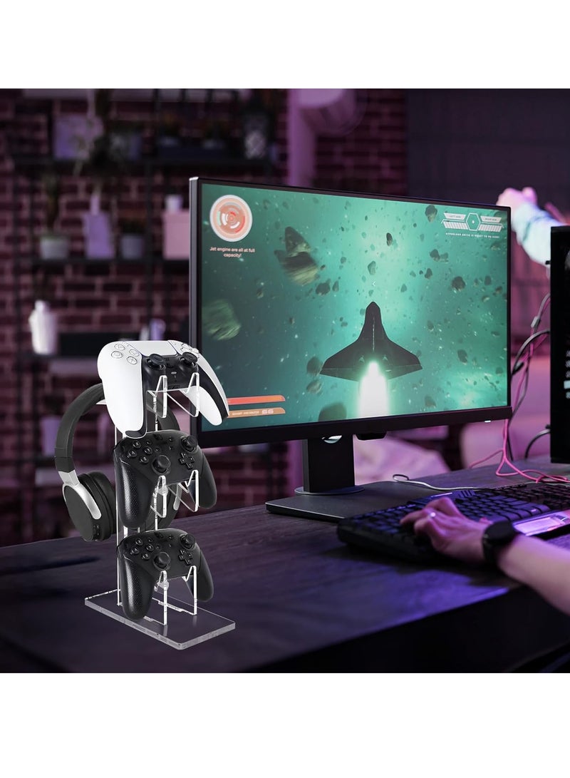 Xkimos 3-Layer Acrylic Universal Game Controller Holder, PS5 Xbox ONE Switch Controller Holder, Game Accessories, Non-slip Stable Acrylic Transparent Headphone Holder - Image 3