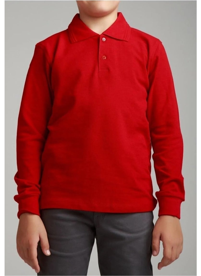 Kids Long Sleeve Polo Collar School T-Shirt - pzsku/Z7E89E74E3330ED56F514Z/45/_/1729226037/958673e4-6c67-4534-af3a-d9e1c6b67694