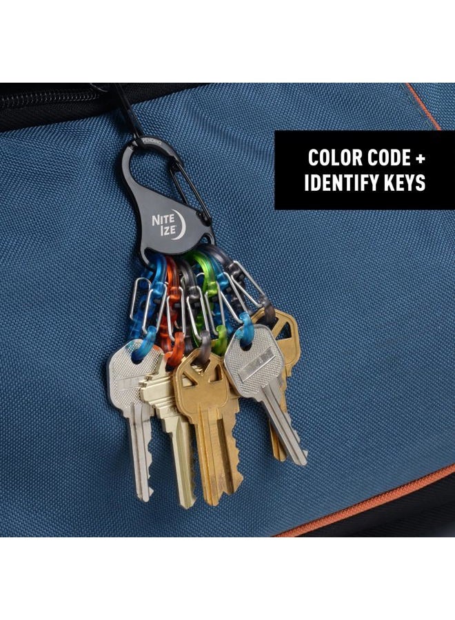 NITE IZE Keyrack Locker, Stainless Steel Carabiner Key Chain With 6 Colorful Locking S-Biners To Hold + Identify Keys, Black - Image 3