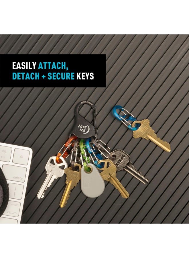 NITE IZE Keyrack Locker, Stainless Steel Carabiner Key Chain With 6 Colorful Locking S-Biners To Hold + Identify Keys, Black - Image 2