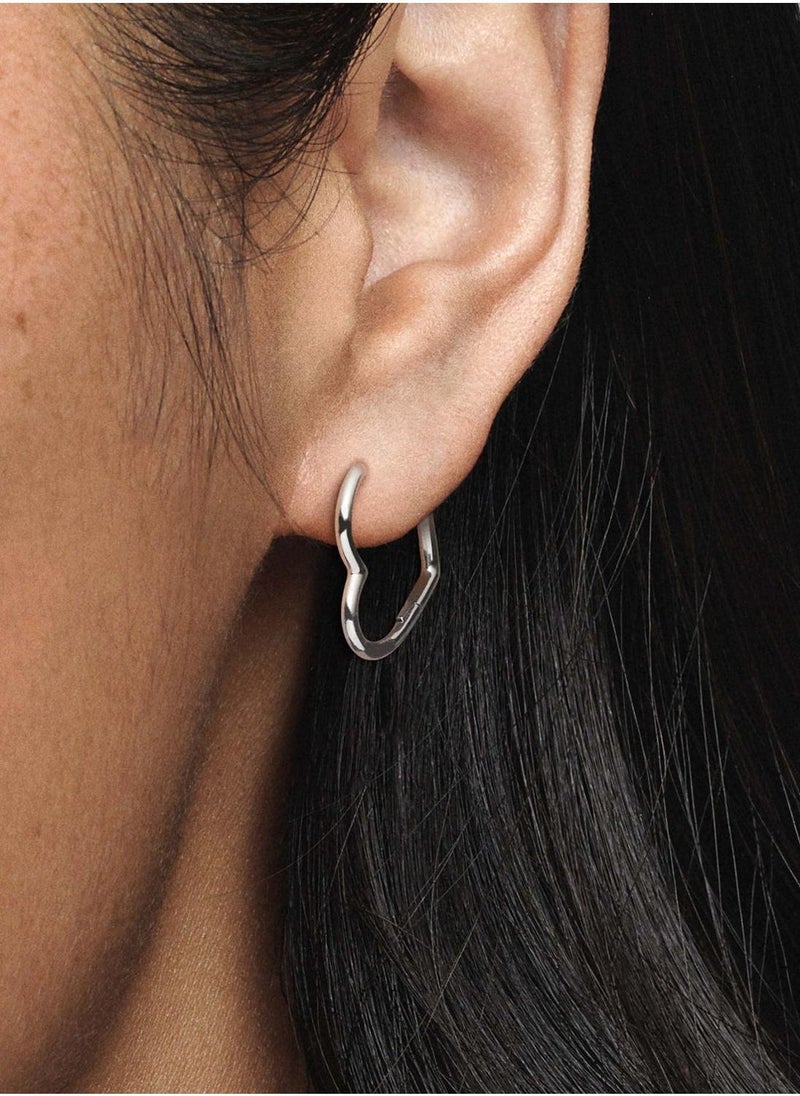 PANDORA Asymmetrical Heart Hoop Earrings - Image 3