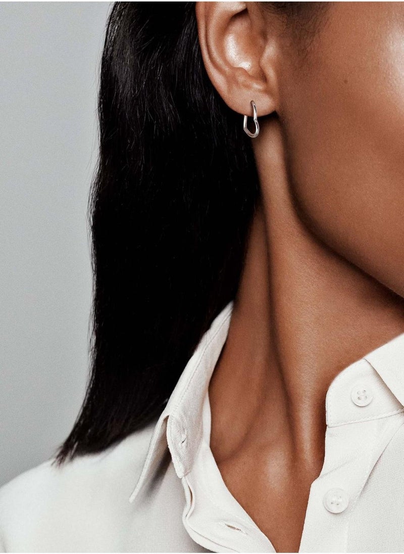 PANDORA Asymmetrical Heart Hoop Earrings - Image 4