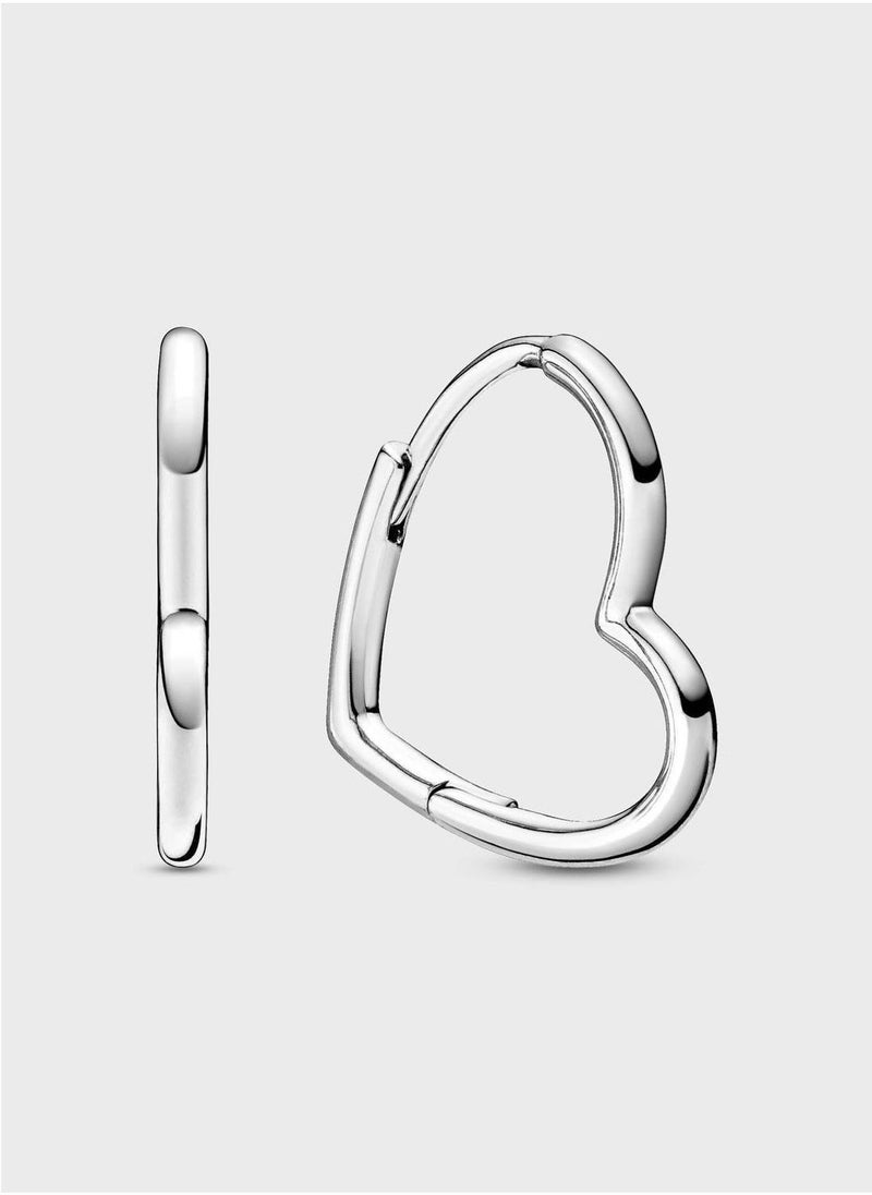 PANDORA Asymmetrical Heart Hoop Earrings - Image 1