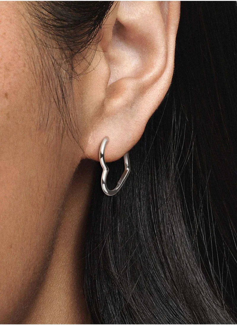 PANDORA Asymmetrical Heart Hoop Earrings