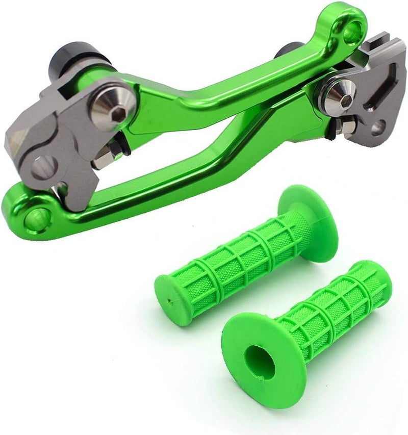 Krace CNC Motorcross Dirt Bike Pivot Brake Clutch Levers Set with Rubber Hand Grips for Kawasaki KX65 KX85 2001-2018 - Image 1