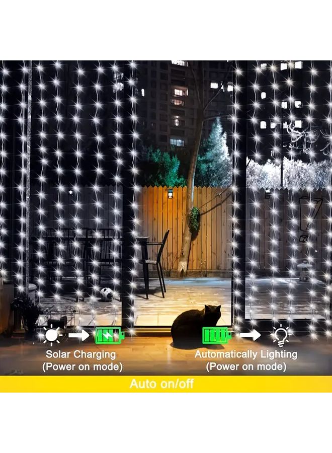 Multicolor 100 LED Solar Curtain Lights 8 Modes Outdoor Christmas Garden Decor - Image 3