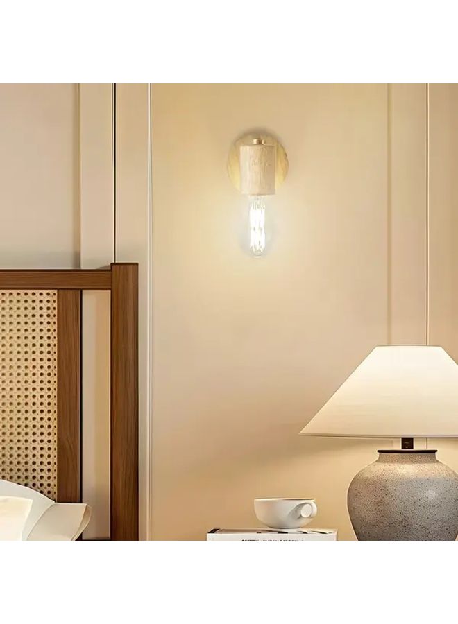 Model A Vintage Nordic Minimalist Solid Wood Wall Lamp For Bedroom Bedside - Image 2