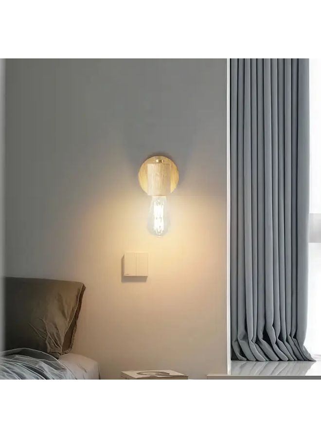 Model A Vintage Nordic Minimalist Solid Wood Wall Lamp For Bedroom Bedside - Image 5