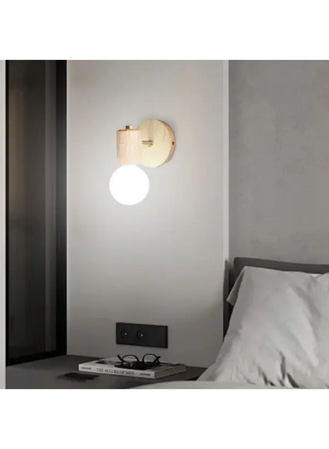 Model A Vintage Nordic Minimalist Solid Wood Wall Lamp For Bedroom Bedside - Image 3