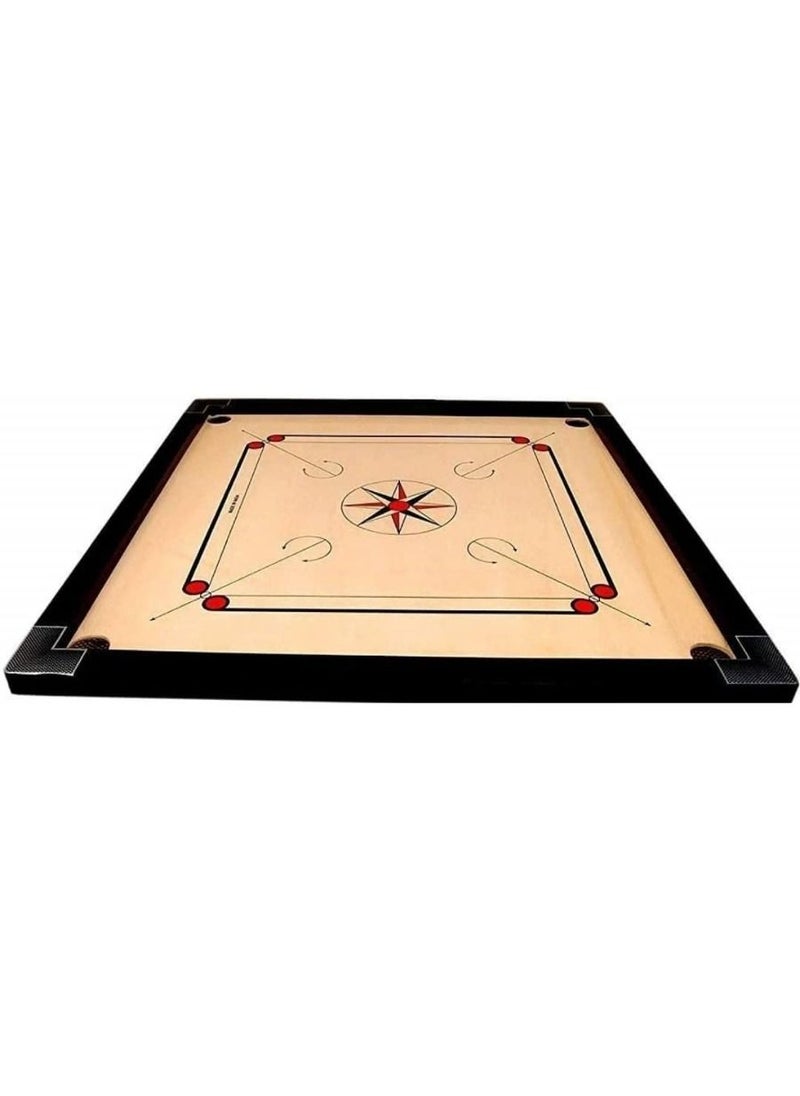 QUESERA Shiny Gloss Finish Full Carrom Board for Professionals and Clubs with Coins Striker and Boric Powder  - Image 2
