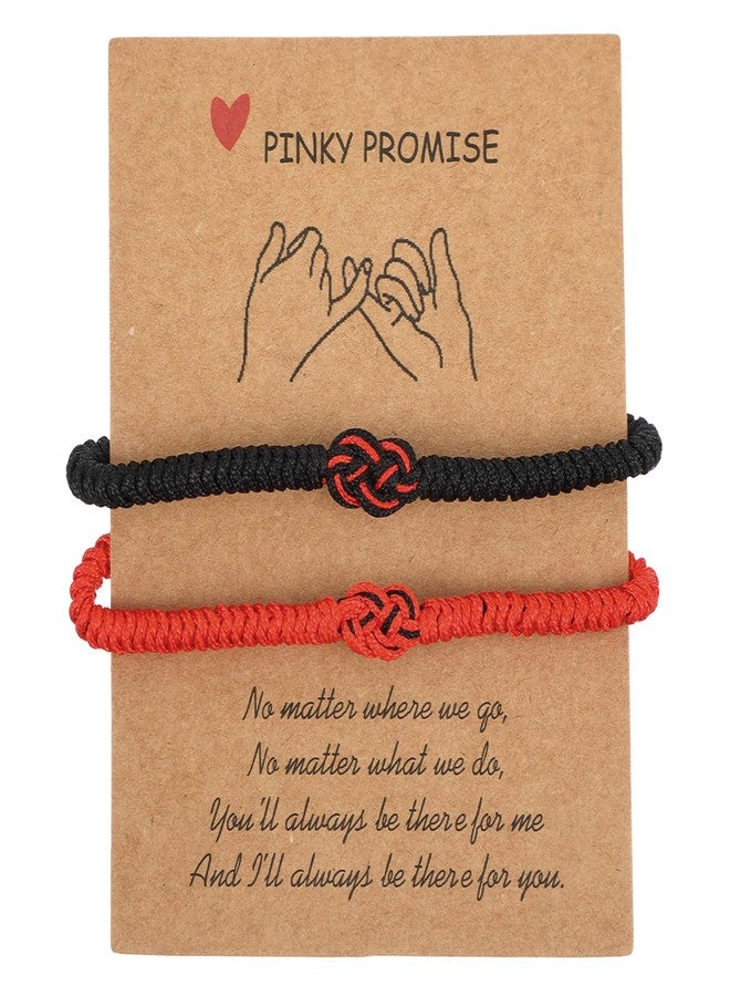 Macuezu Matching Bracelets for Couples, Pinky Promise Bracelet, Red String Bracelet for Girlfriend Boyfriend, Long Distance Relationship Gifts, Friend Jewelry for Birthday Anniversary - Image 1