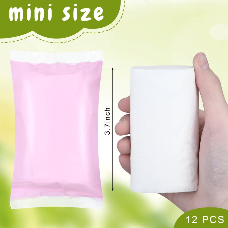 Affrolling 12 Rolls Travel Toilet Paper to Go Packs Soft Camping Toilet Paper Bulk Portable Travel Size Compact Pocket Coreless Tissue Rolls for Purses Women Hiking Camp RV Backpacking Outdoor (Pink) - Image 4