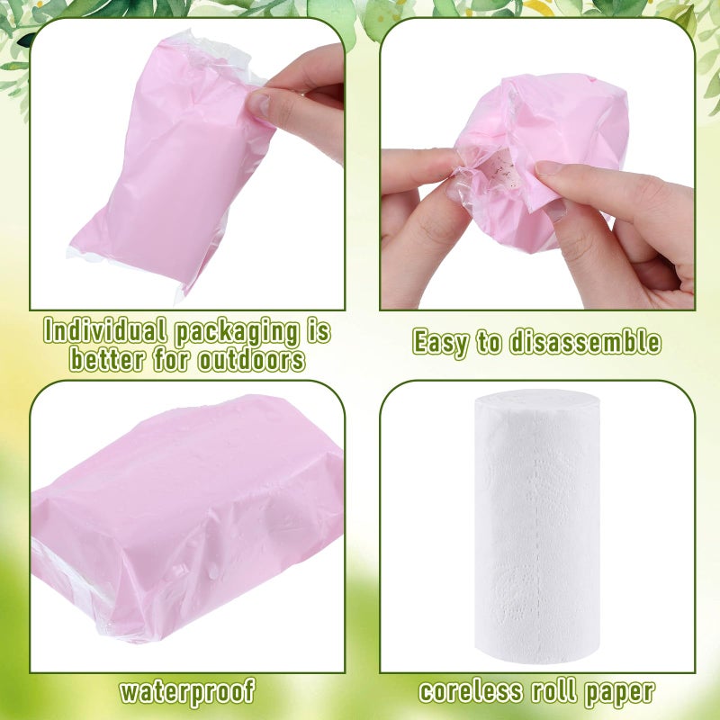 Affrolling 12 Rolls Travel Toilet Paper to Go Packs Soft Camping Toilet Paper Bulk Portable Travel Size Compact Pocket Coreless Tissue Rolls for Purses Women Hiking Camp RV Backpacking Outdoor (Pink) - Image 3