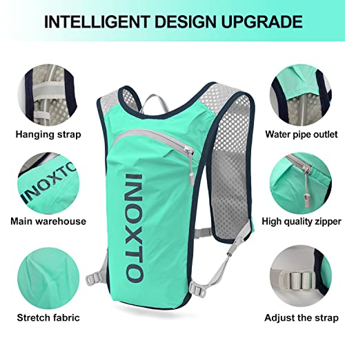 INOXTO Running Hydration Vest Backpack,Lightweight Insulated Pack with 1.5L Water Bladder Bag Daypack for Hiking Trail Running Cycling Race Marathon for Women Men (Light Green) - Image 4