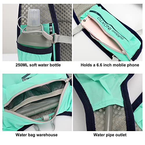 INOXTO Running Hydration Vest Backpack,Lightweight Insulated Pack with 1.5L Water Bladder Bag Daypack for Hiking Trail Running Cycling Race Marathon for Women Men (Light Green) - Image 2