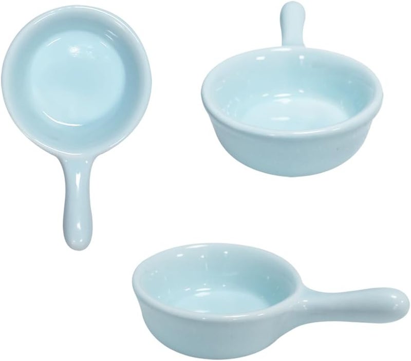 Lotatheta 6 pcs Porcelain Soy Sauce Snack Cream Salad Dessert Candy Sugar Dish Light Blue Ceramic Dip Dipping Bowls Plate 101 oz wHandle for Dinner Baking BBQ Cooking - Image 5