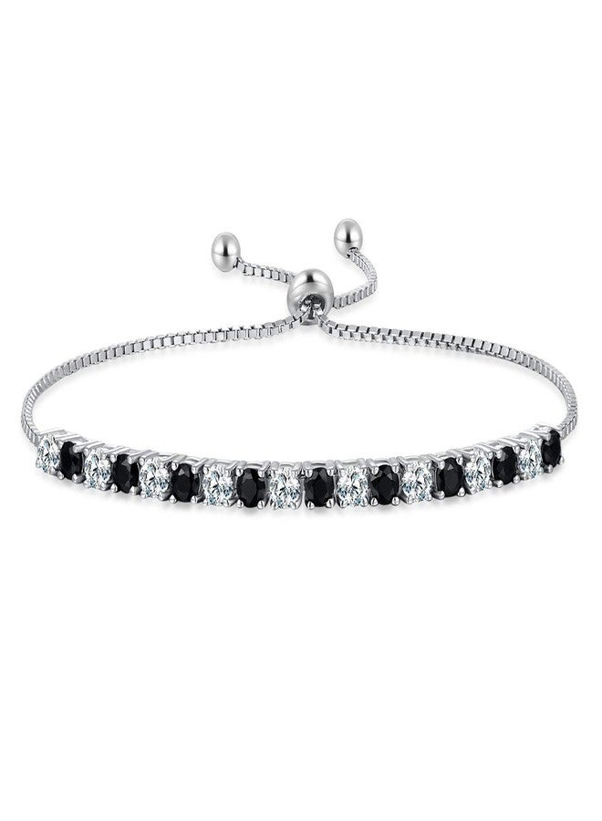MABELLA Tennis Bolo Bracelet adjustable chain Black & White Round Cut Cubic Zirconia Jewelry Gifts for Women - Image 4