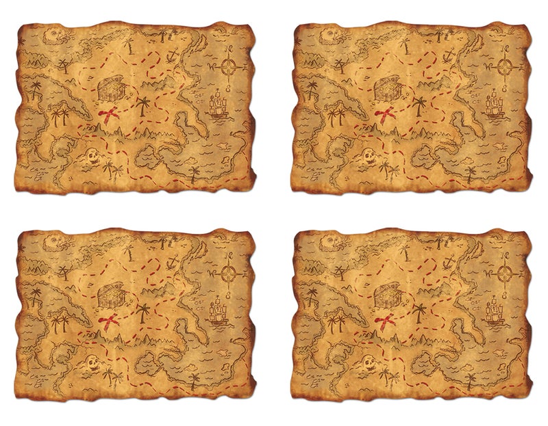 Beistle Plastic Treasure Map 4 Pack Rolled Pirate Maps with Vintage Look Adventure Props for PirateThemed Parties Treasure Hunts Festivals Theatrical Productions Decorations 12 x 18 - Image 2