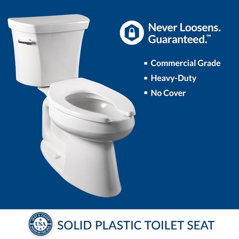 Bemis 2 Pack Commercial Open Front Plastic Toilet Seat, Heavy Duty Industrial Seat without Lid, Secure Installation for Long Lasting Use, Made in USA, Elongated, White, 1955CT - Image 3