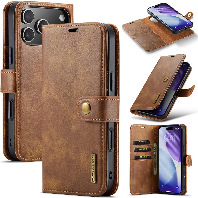 Dg Ming For Iphone 17 Pro Max Crazy Horse Texture Detachable Magnetic Leather Phone Case(Brown) - Image 1