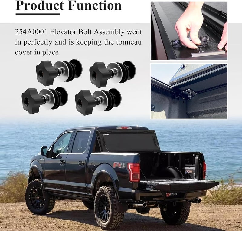 WFCYX 254A0001 Tonneau Cover Clamp Service Kit - Elevator Bolt Assembly, Fit for Hard Folding Truck Bed Tonneau Cover, Universal Fit (4 Set) - Image 4