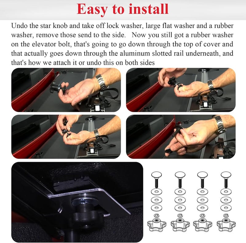 WFCYX 254A0001 Tonneau Cover Clamp Service Kit - Elevator Bolt Assembly, Fit for Hard Folding Truck Bed Tonneau Cover, Universal Fit (4 Set) - Image 5