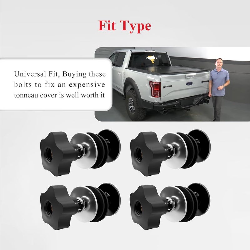 WFCYX 254A0001 Tonneau Cover Clamp Service Kit - Elevator Bolt Assembly, Fit for Hard Folding Truck Bed Tonneau Cover, Universal Fit (4 Set) - Image 3