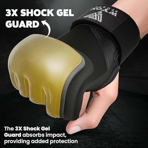 WYOX Gel Boxing Hand Wraps Inner Gloves for Men & Women, 80cm Quick Wrist Straps, Padded Knuckle Protection for Muay Thai Kickboxing, Hand Wraps for Boxing & Martial Arts (Black, S/M) - Image 3