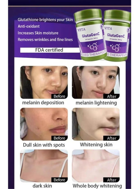 vita glutathione capsule fda approved Glutathione, 500 mg, 60 Capsules Vita Gluta GenC 60 Capsules