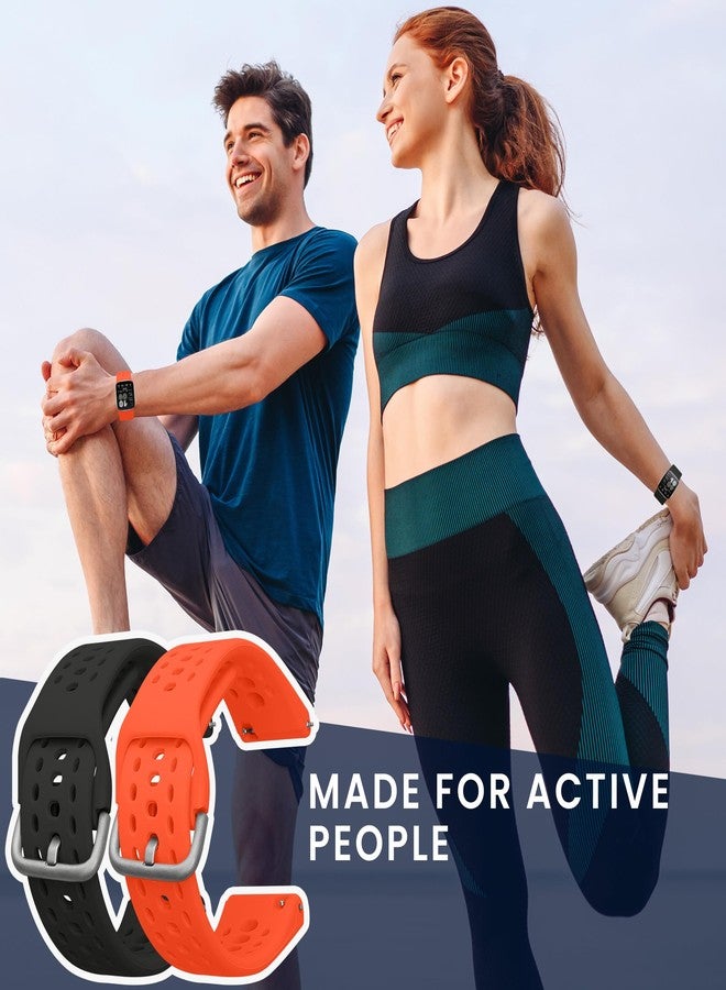 كي دابليو موبايل أحزمة kwmobile متوافقة مع ساعة Amazfit Bip 6 - 2 حزام ساعة سيليكون بديل - أسود/برتقالي - Image 3