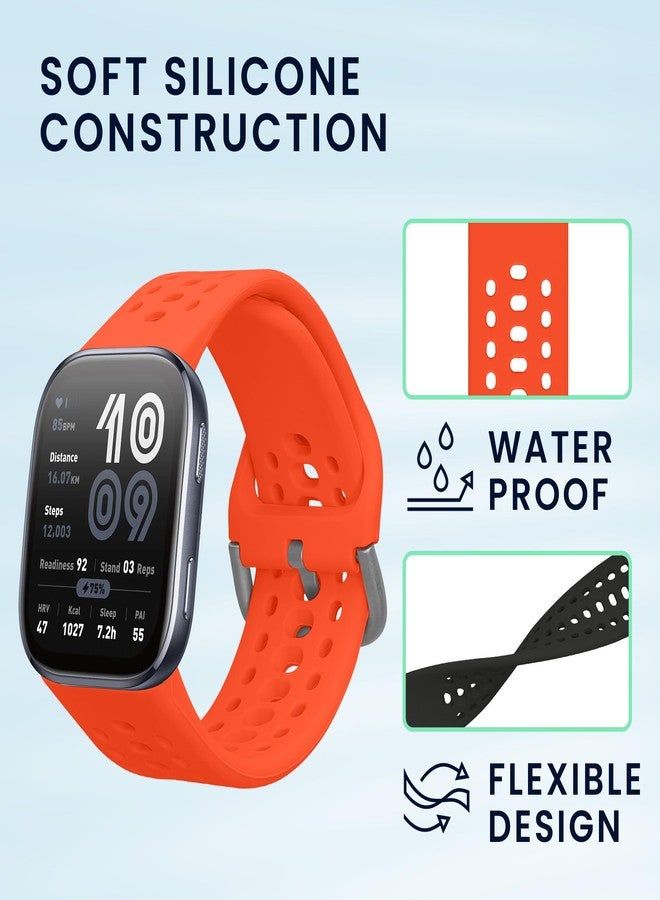 كي دابليو موبايل أحزمة kwmobile متوافقة مع ساعة Amazfit Bip 6 - 2 حزام ساعة سيليكون بديل - أسود/برتقالي - Image 4