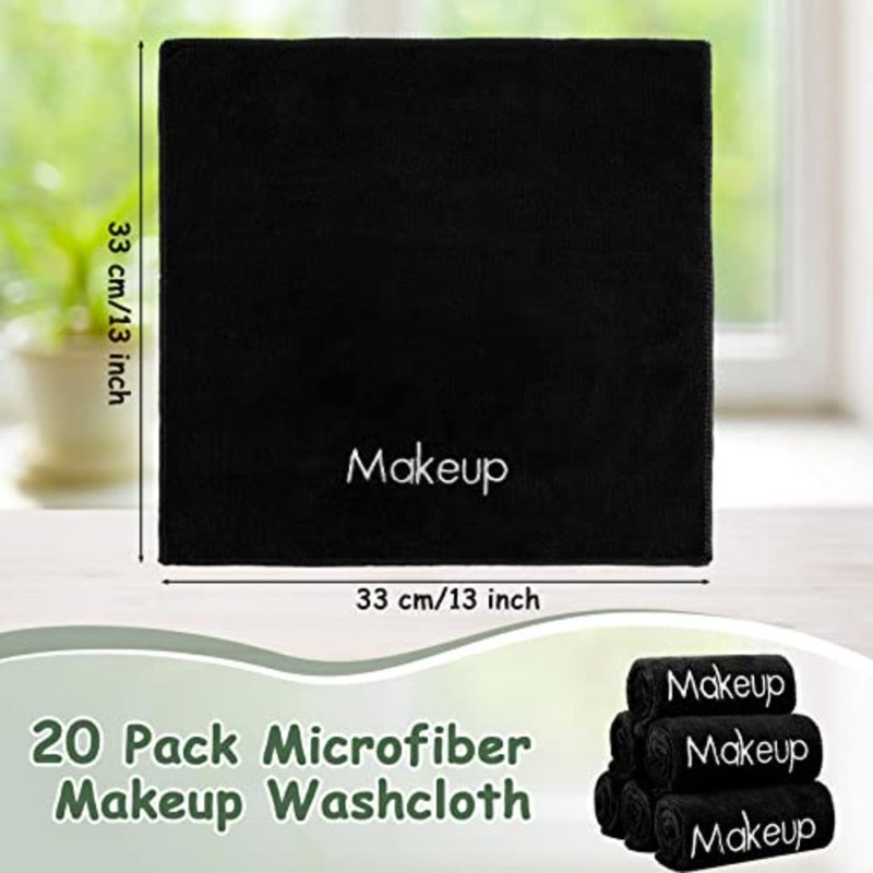 Pack Makeup Towels Black Makeup Washcloths for Face Microfiber Remover Cloth 13x13 Inch Quick Dry Face Towels for Cleansing Hand - Image 2