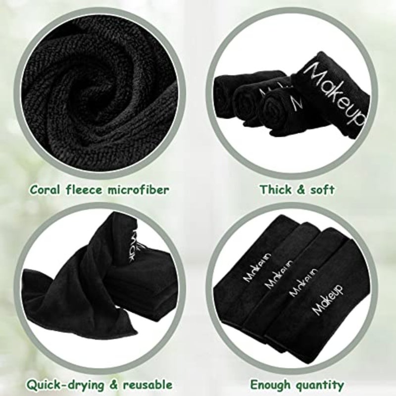 Pack Makeup Towels Black Makeup Washcloths for Face Microfiber Remover Cloth 13x13 Inch Quick Dry Face Towels for Cleansing Hand - Image 3