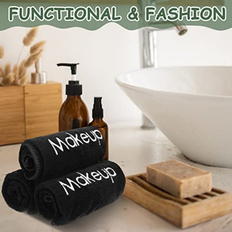 Pack Makeup Towels Black Makeup Washcloths for Face Microfiber Remover Cloth 13x13 Inch Quick Dry Face Towels for Cleansing Hand - Image 5