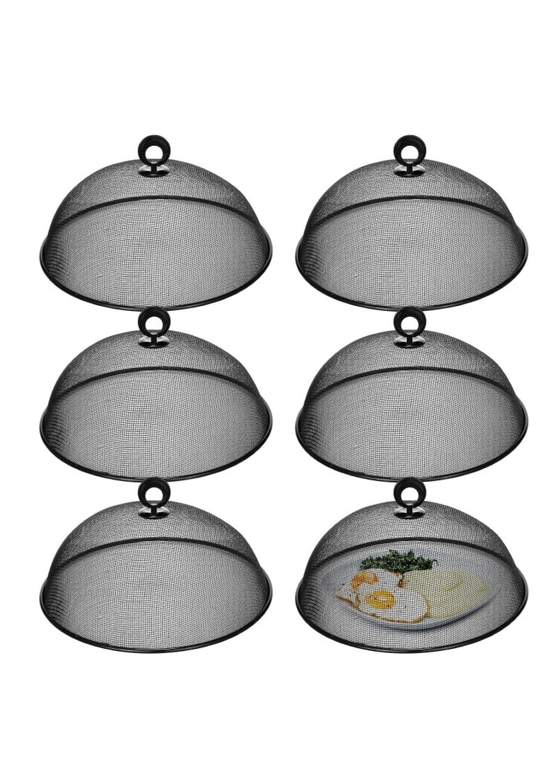 MIXDE 6 Pcs Metal Mesh Food Cover 11 Inch Outdoor Mesh Food Tents Dome Screen Plate Covers for Dinner Plates Reusable Fruit Fly Nets Picnic Food Umbrella for Table, Bbq, Camping, Party - Image 1