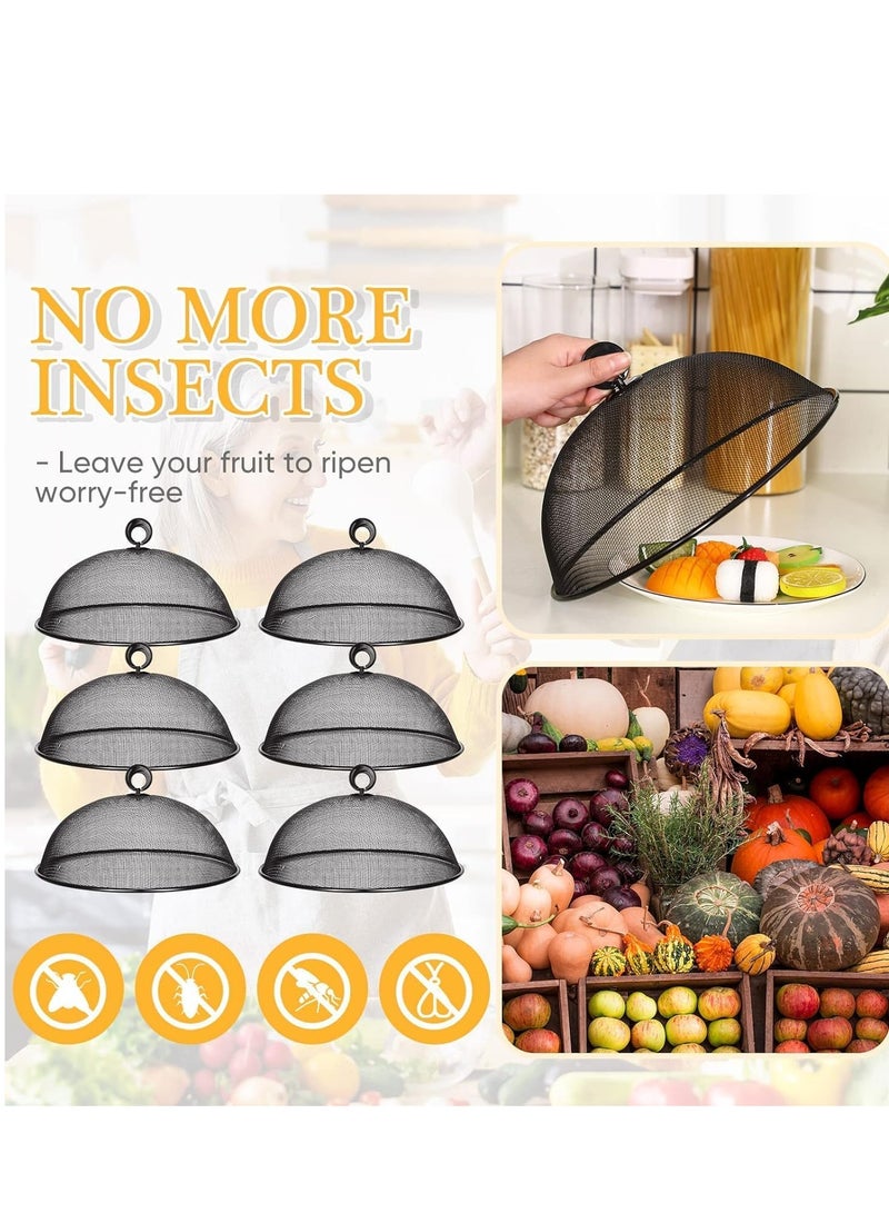 MIXDE 6 Pcs Metal Mesh Food Cover 11 Inch Outdoor Mesh Food Tents Dome Screen Plate Covers for Dinner Plates Reusable Fruit Fly Nets Picnic Food Umbrella for Table, Bbq, Camping, Party - Image 5