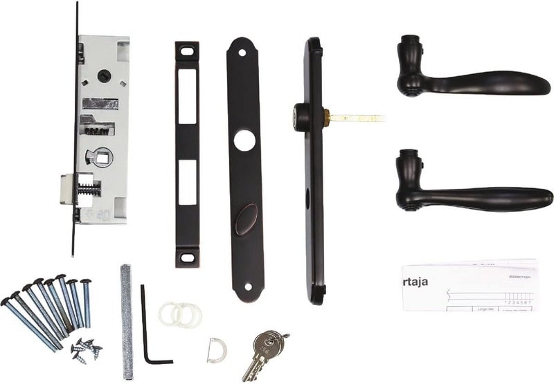 Larson Certified Storm Door Revere Mortise Aged Bronze Handle Set, Storm Door Handle Replacement with Keyed Deadbolt - Image 2