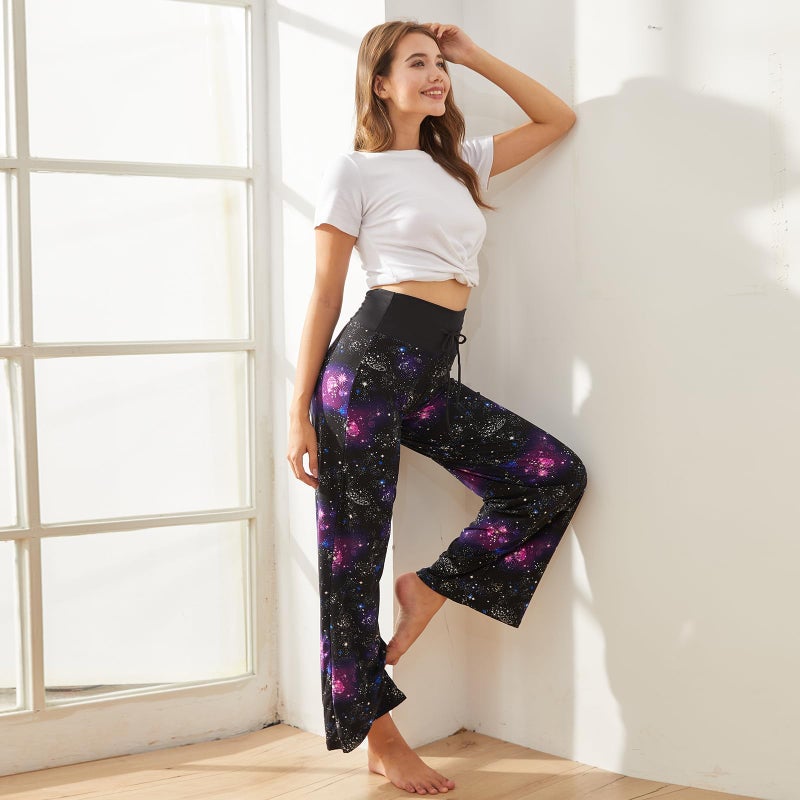 TNNZEET Women's Wide Leg Pants with Pockets - Casual Loose Yoga Trouser Pants Sweatpants Palazzo Lounge Pajama Pants - Image 2