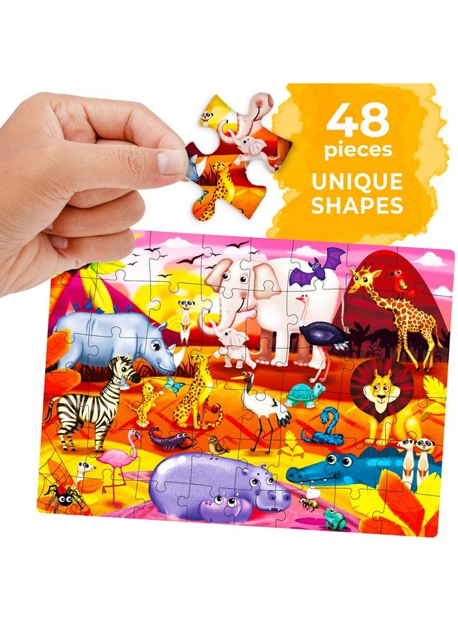 QUOKKA Puzzles for Toddlers 4-6 - 4 x 48 Pieces Jigsaw Puzzles for Kids Ages 3-5 - Learning Farm Animals for 2-4 - Jigsaw Game for Boy and Girl 3-5-7 Year Old - Image 3