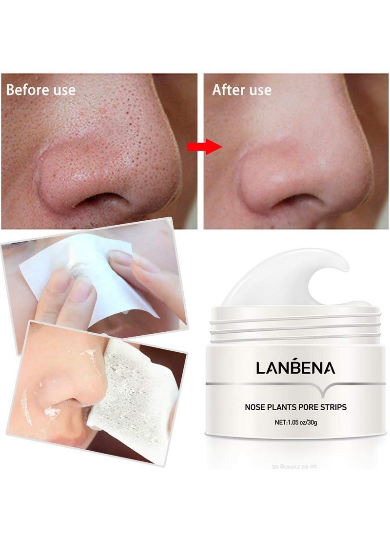 LANBENA قناع إزالة الرؤوس السوداء، قناع الفحم الأسود، قناع التقشير، منظف مسام الوجه، قناع تنقية الوجه، شرائط الأنف 1.05 أونصة  - Image 4