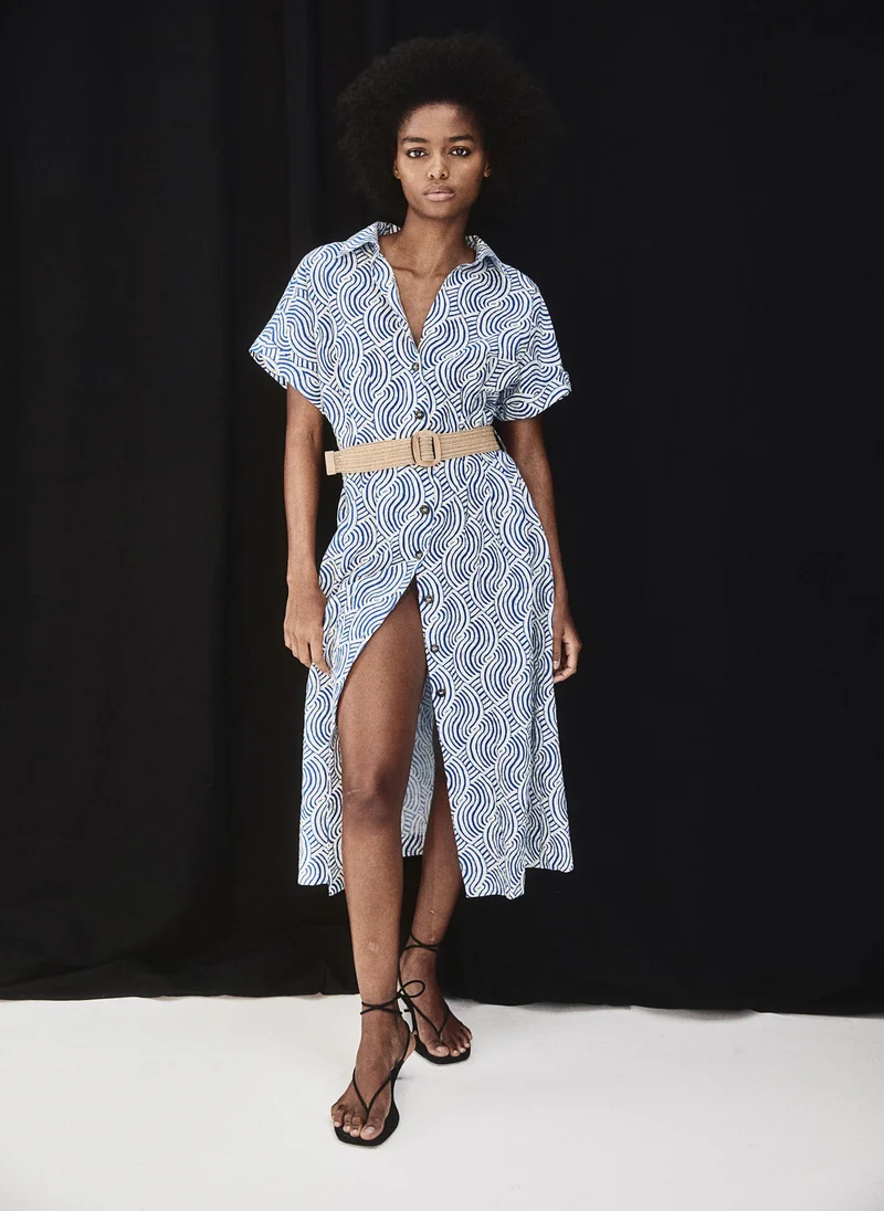 اتش اند ام Belted Printed Dress