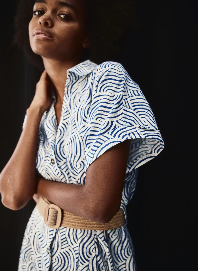 اتش اند ام Belted Printed Dress