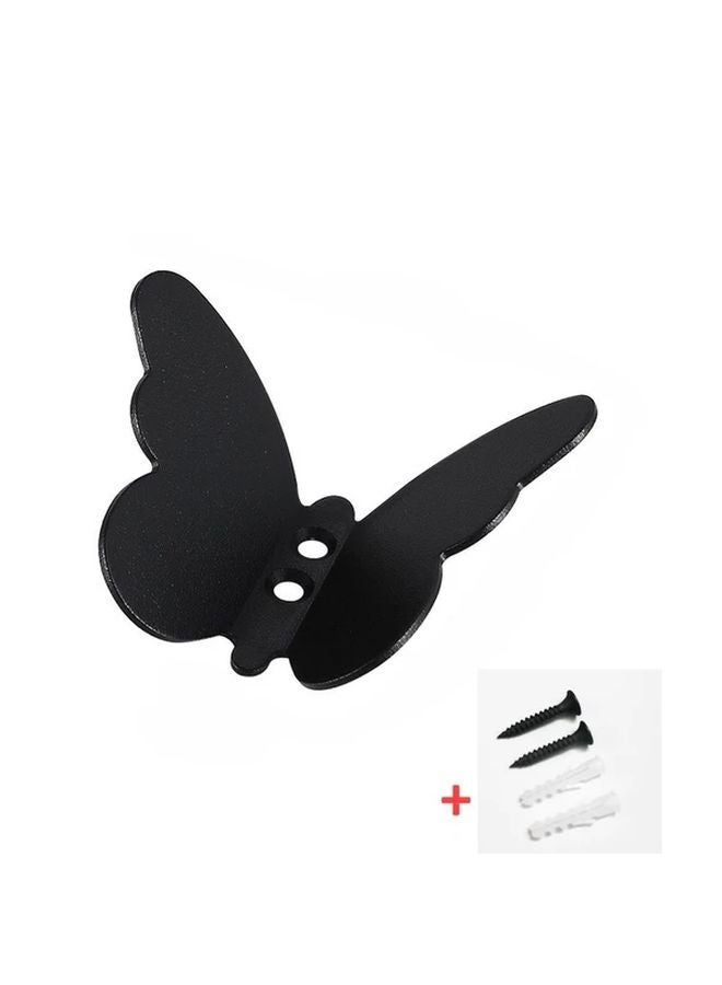 خطافات الفراشة السوداء للجدار، علاقات المناشف اللاصقة للمعاطف والقبعات والروب وحامل المفاتيح - Image 1