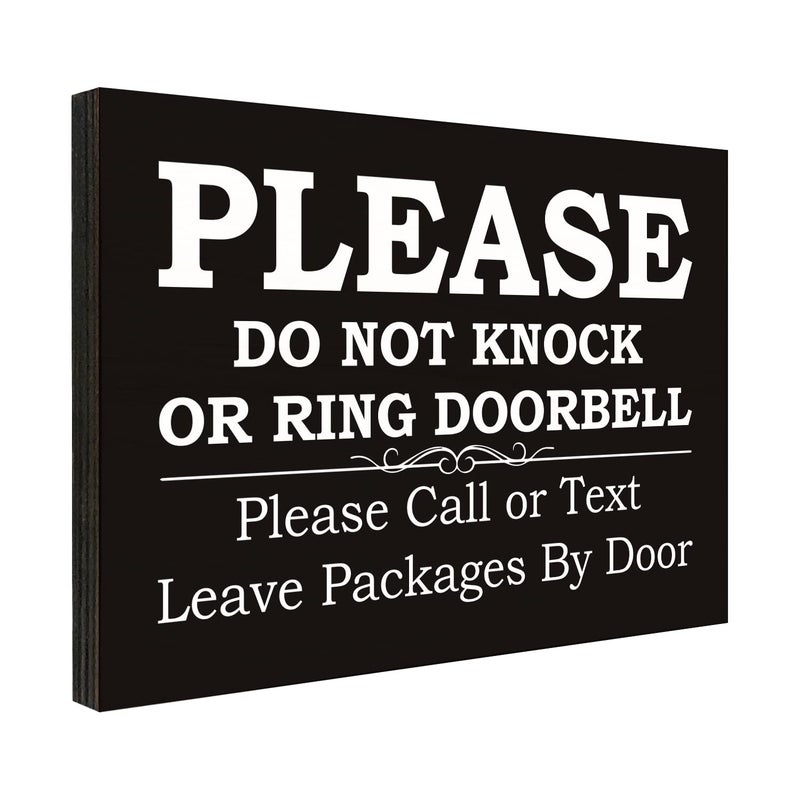 FTONENI No Soliciting Sign for House, Please Do Not Knock or Ring Doorbell Signs for Home, Please Call or Text Leave Packages By Door Sign for Office or Business Warning Reminder Signs 3.55" x 5.15" - PMA022 - Image 1